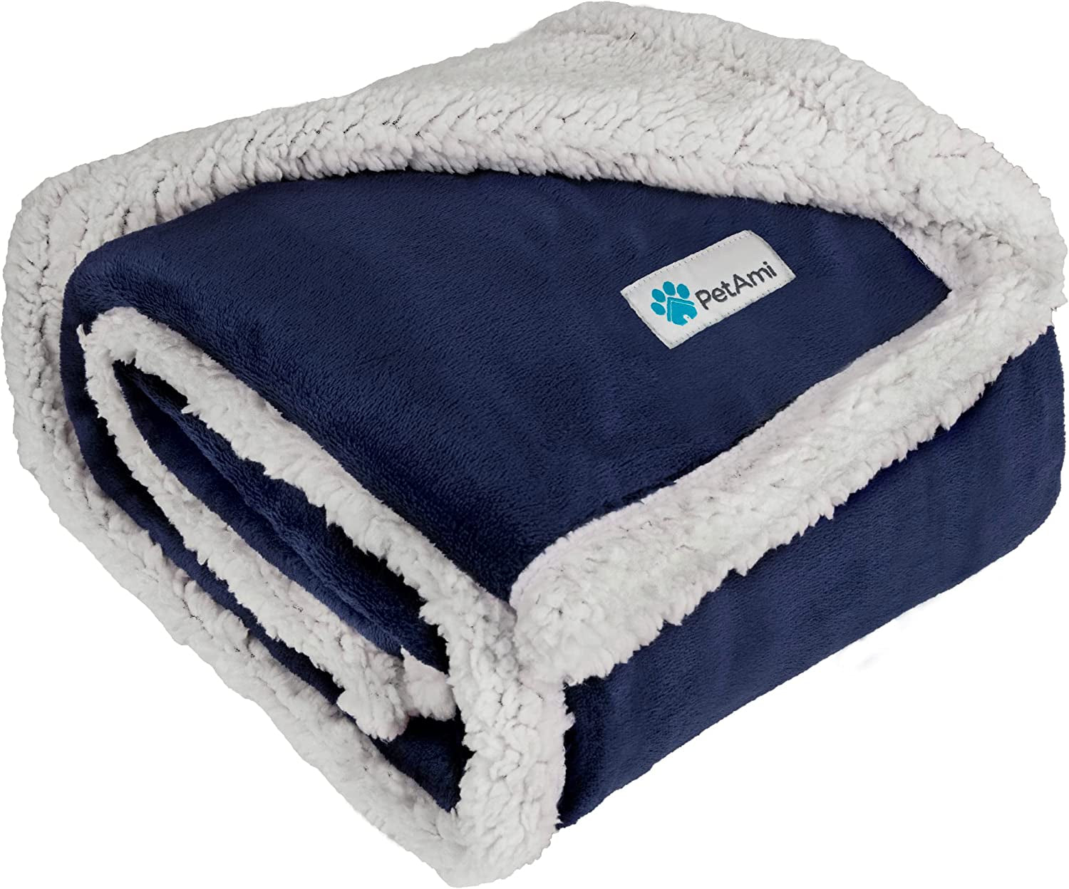 Dog Blanket for Medium Large Dogs, Pet Bed Blanket Cat Puppy Kitten, Fleece Furniture Couch Cover Protector Sofa Car, Soft Sherpa Dog Throw Plush Reversible Washable, 40X60 Plaid Navy Blue