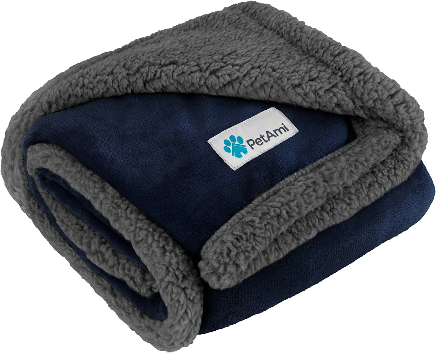 Dog Blanket for Medium Large Dogs, Pet Bed Blanket Cat Puppy Kitten, Fleece Furniture Couch Cover Protector Sofa Car, Soft Sherpa Dog Throw Plush Reversible Washable, 40X60 Plaid Navy Blue