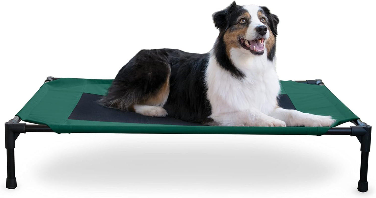 Outdoor Elevated Dog Cot, Breathable Cooling Elevated Cot Hammock Pet Bed for Large Dogs, Washable Mesh Cover, Raised Metal Frame, Collapsible, Portable - Large 42 X 30In Chocolate