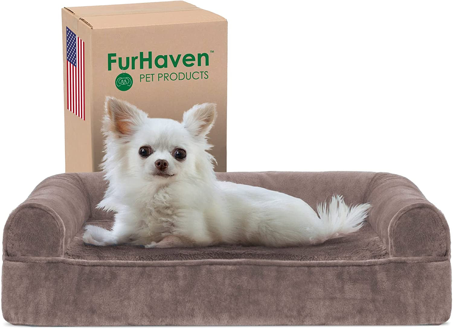 Replacement Dog Bed Cover Faux Fur & Velvet Sofa-Style, Machine Washable - Dark Sage, Jumbo (X-Large)