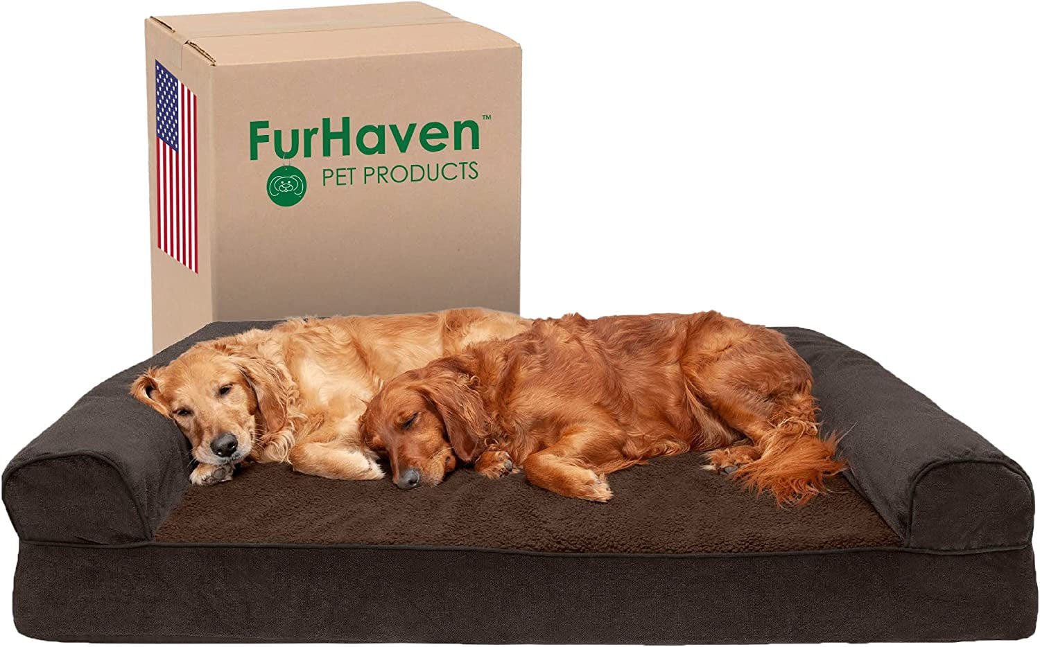 Replacement Dog Bed Cover Faux Fur & Velvet Sofa-Style, Machine Washable - Dark Sage, Jumbo (X-Large)
