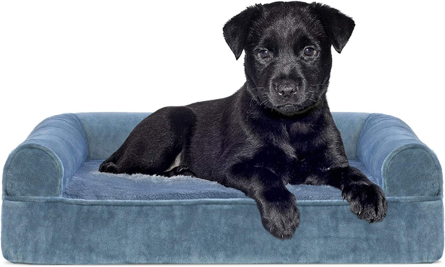 Replacement Dog Bed Cover Faux Fur & Velvet Sofa-Style, Machine Washable - Dark Sage, Jumbo (X-Large)