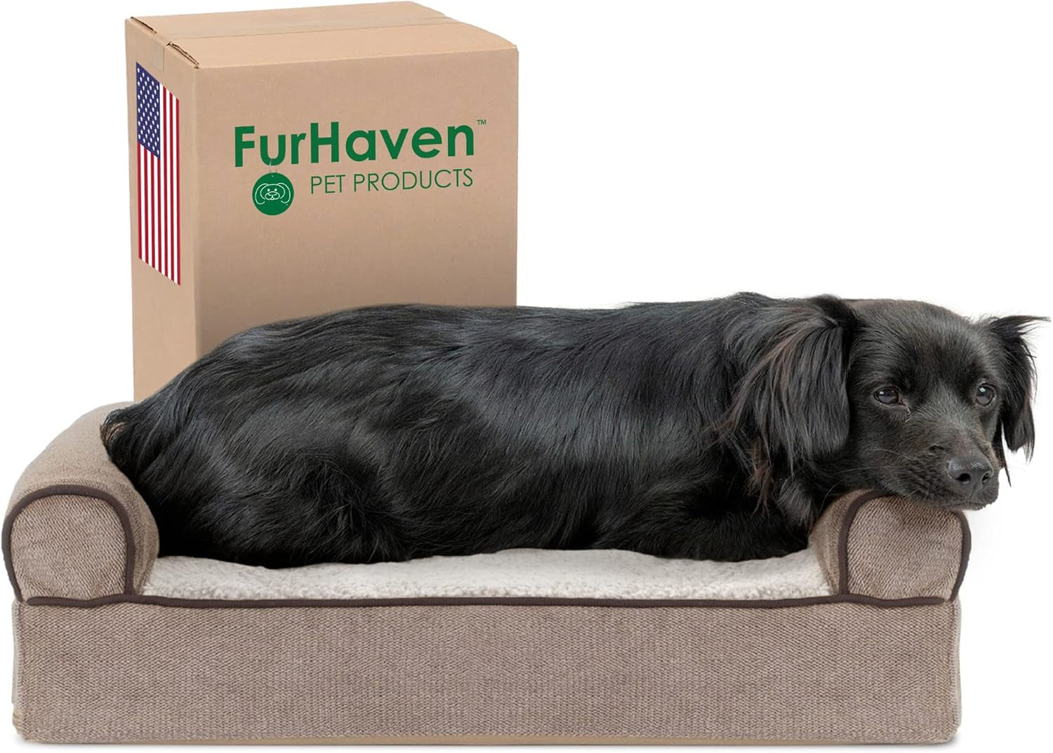 Replacement Dog Bed Cover Faux Fur & Velvet Sofa-Style, Machine Washable - Dark Sage, Jumbo (X-Large)