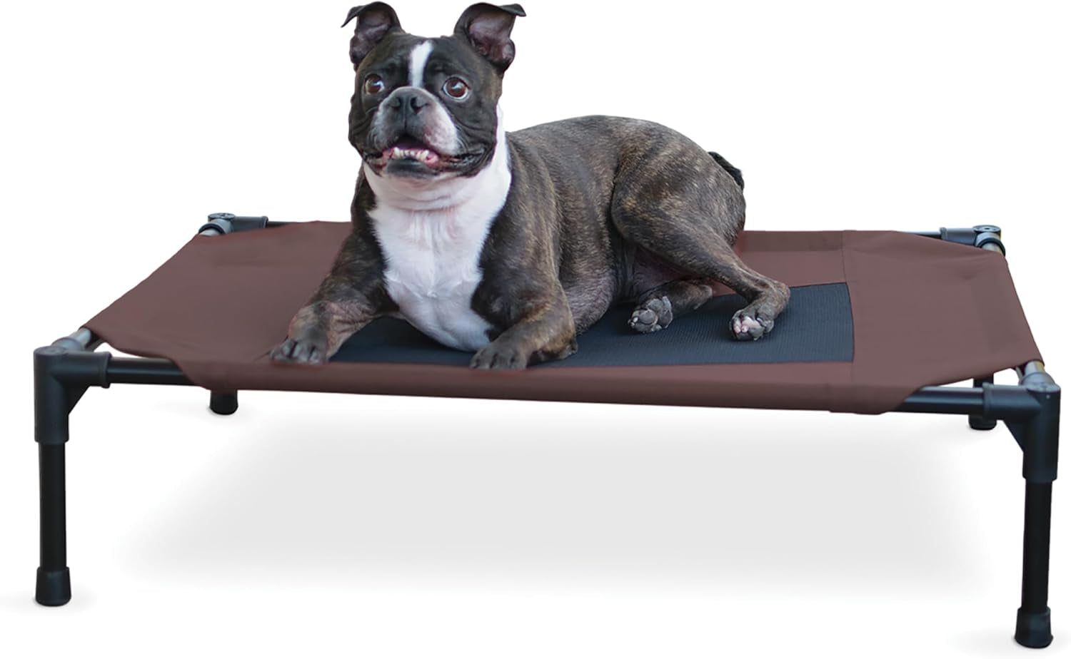 Outdoor Elevated Dog Cot, Breathable Cooling Elevated Cot Hammock Pet Bed for Large Dogs, Washable Mesh Cover, Raised Metal Frame, Collapsible, Portable - Large 42 X 30In Chocolate