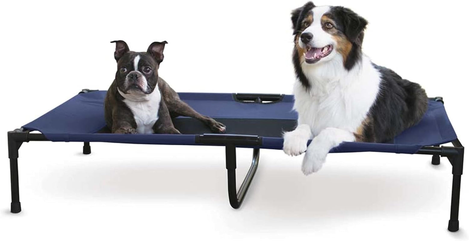Outdoor Elevated Dog Cot, Breathable Cooling Elevated Cot Hammock Pet Bed for Large Dogs, Washable Mesh Cover, Raised Metal Frame, Collapsible, Portable - Large 42 X 30In Chocolate