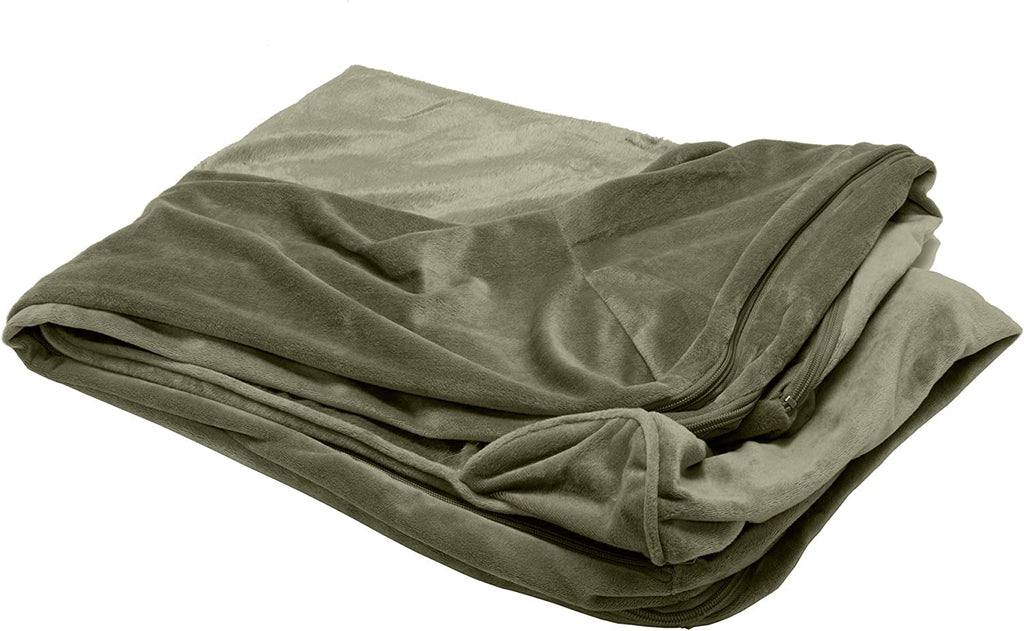 Replacement Dog Bed Cover Faux Fur & Velvet Sofa-Style, Machine Washable - Dark Sage, Jumbo (X-Large)