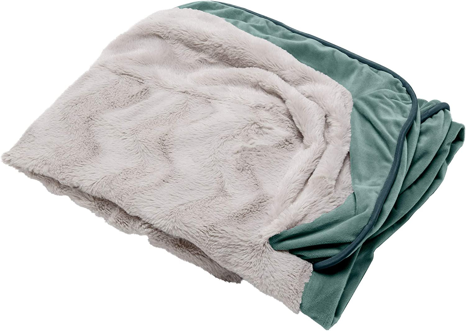 Replacement Dog Bed Cover Faux Fur & Velvet Sofa-Style, Machine Washable - Dark Sage, Jumbo (X-Large)