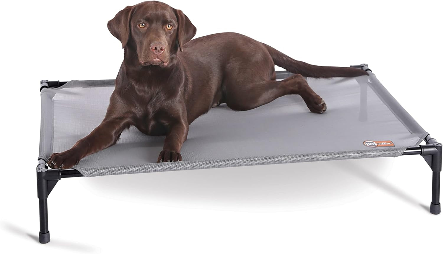 Outdoor Elevated Dog Cot, Breathable Cooling Elevated Cot Hammock Pet Bed for Large Dogs, Washable Mesh Cover, Raised Metal Frame, Collapsible, Portable - Large 42 X 30In Chocolate