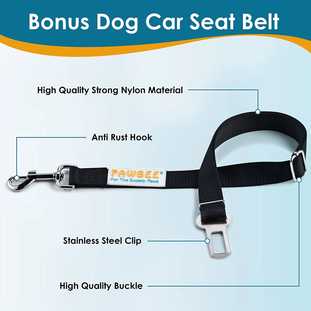 Dog Seat Cover – Waterproof & Nonslip Hammock for Dogs with Mesh Window & Seat Belt