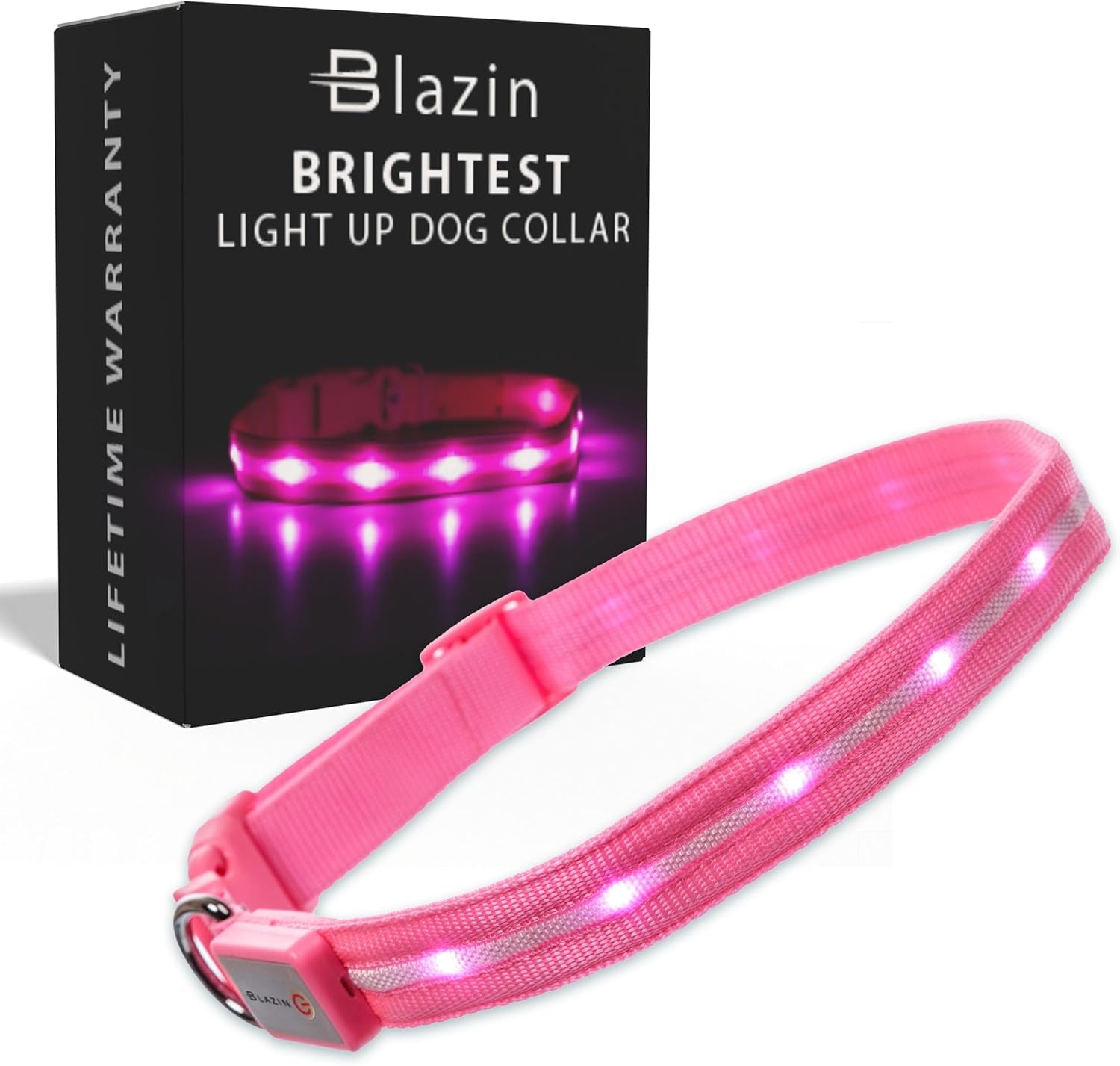Light up Dog Collar - the Original LED Dog Collar - USB Rechargeable - Waterproof - 1,000 Feet of Visibility - Dog Collar Light for Small, Medium, Large Dogs - USA Brand