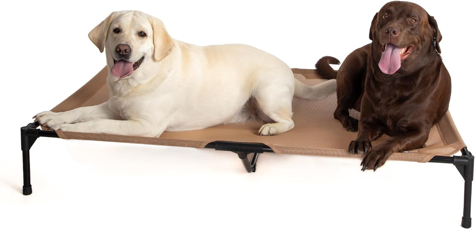 Outdoor Elevated Dog Cot, Breathable Cooling Elevated Cot Hammock Pet Bed for Large Dogs, Washable Mesh Cover, Raised Metal Frame, Collapsible, Portable - Large 42 X 30In Chocolate