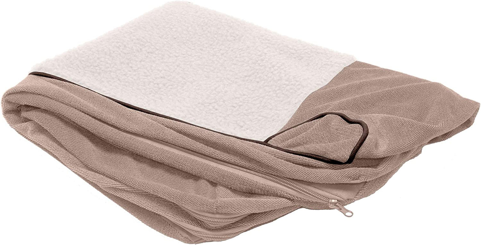 Replacement Dog Bed Cover Faux Fur & Velvet Sofa-Style, Machine Washable - Dark Sage, Jumbo (X-Large)