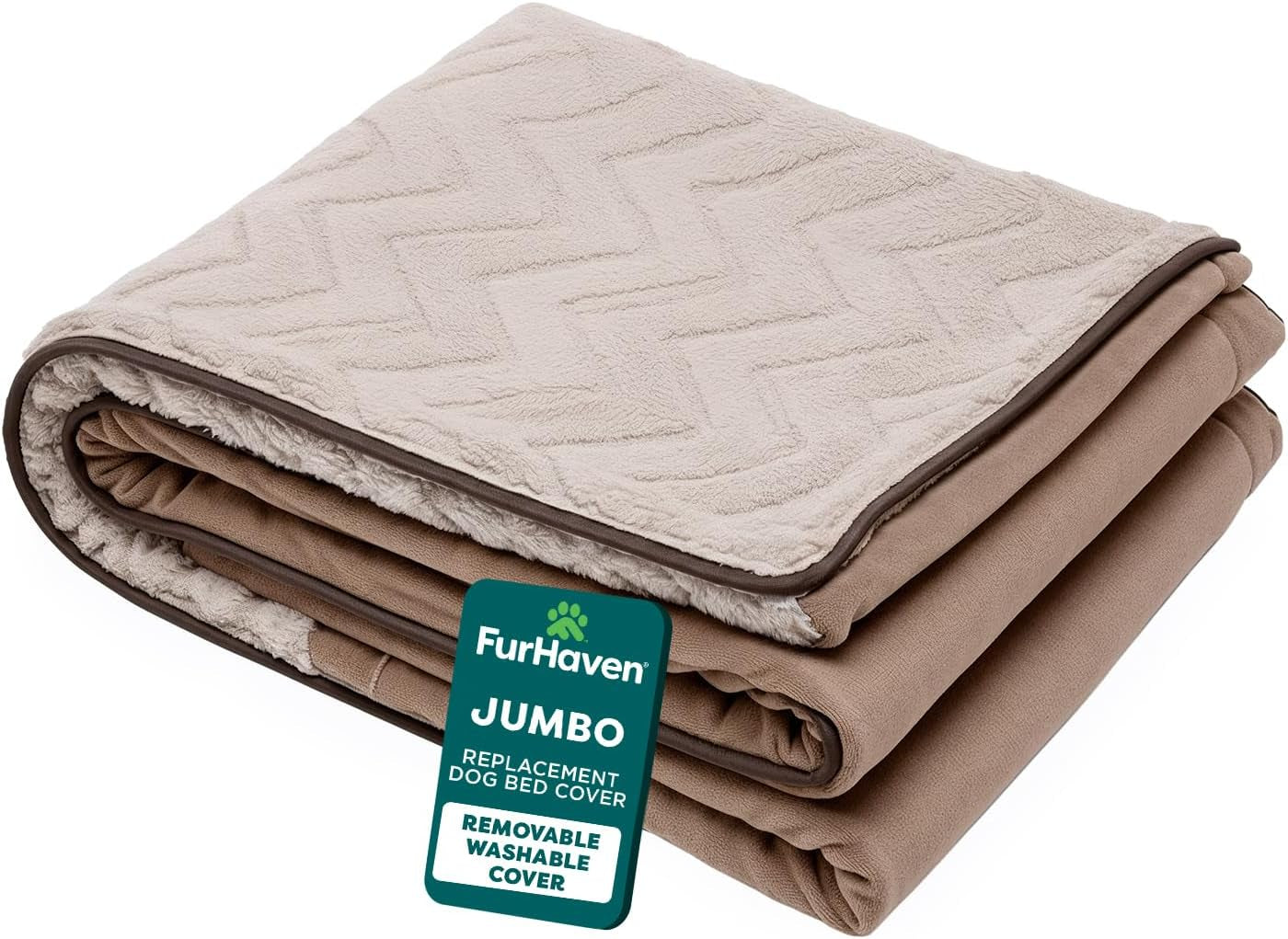 Replacement Dog Bed Cover Faux Fur & Velvet Sofa-Style, Machine Washable - Dark Sage, Jumbo (X-Large)