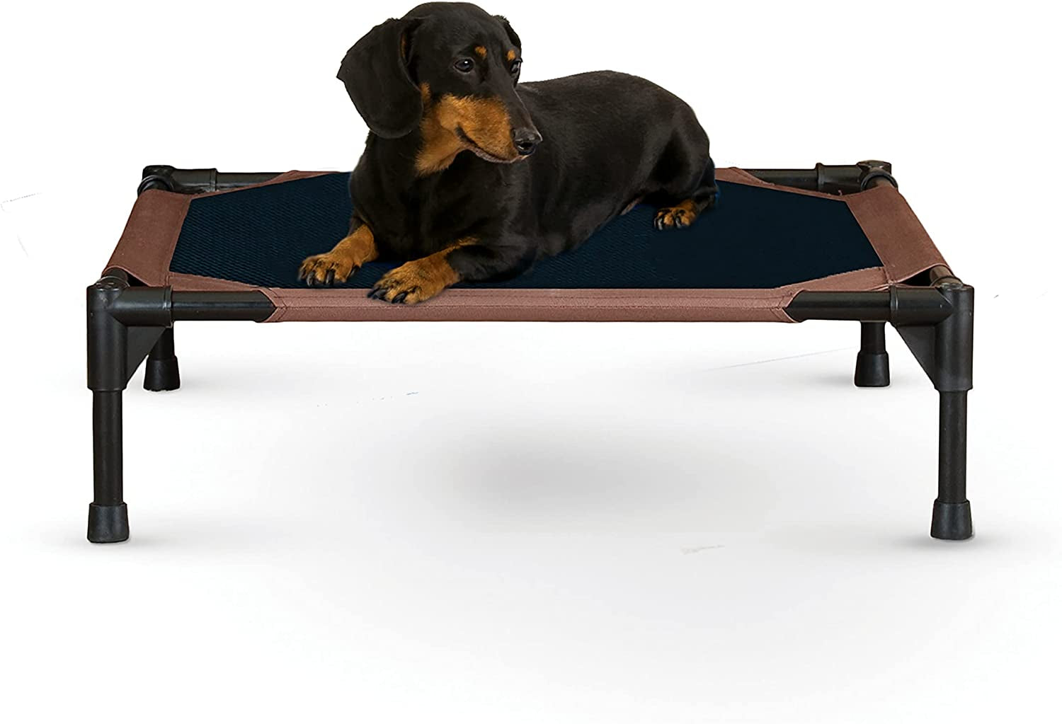 Outdoor Elevated Dog Cot, Breathable Cooling Elevated Cot Hammock Pet Bed for Large Dogs, Washable Mesh Cover, Raised Metal Frame, Collapsible, Portable - Large 42 X 30In Chocolate