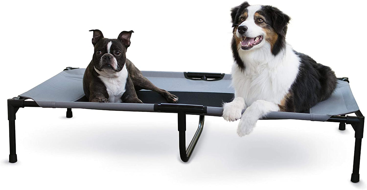 Outdoor Elevated Dog Cot, Breathable Cooling Elevated Cot Hammock Pet Bed for Large Dogs, Washable Mesh Cover, Raised Metal Frame, Collapsible, Portable - Large 42 X 30In Chocolate