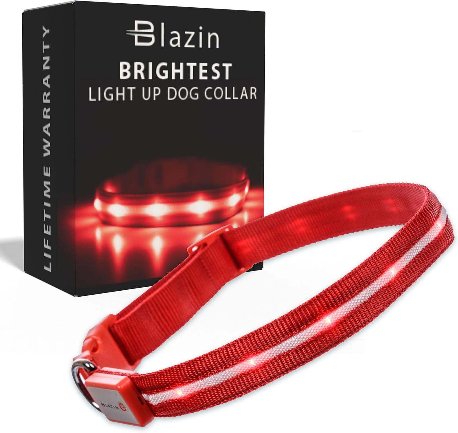 Light up Dog Collar - the Original LED Dog Collar - USB Rechargeable - Waterproof - 1,000 Feet of Visibility - Dog Collar Light for Small, Medium, Large Dogs - USA Brand