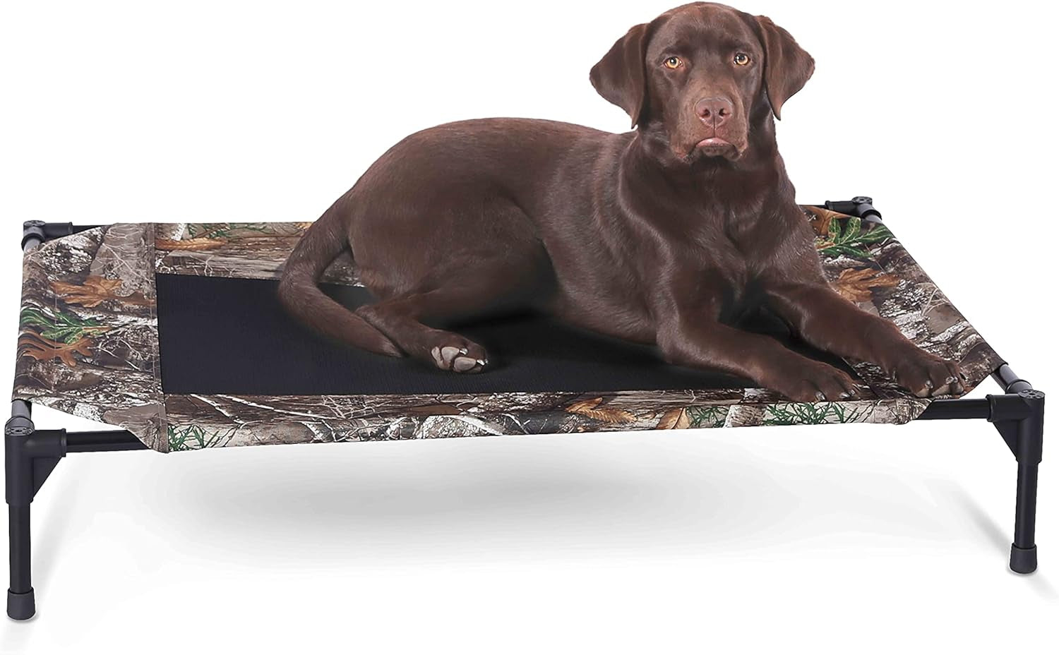 Outdoor Elevated Dog Cot, Breathable Cooling Elevated Cot Hammock Pet Bed for Large Dogs, Washable Mesh Cover, Raised Metal Frame, Collapsible, Portable - Large 42 X 30In Chocolate