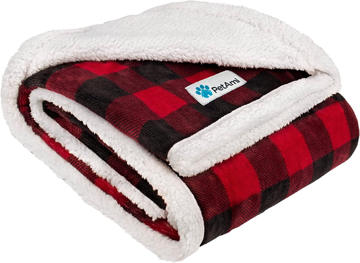 Dog Blanket for Medium Large Dogs, Pet Bed Blanket Cat Puppy Kitten, Fleece Furniture Couch Cover Protector Sofa Car, Soft Sherpa Dog Throw Plush Reversible Washable, 40X60 Plaid Navy Blue