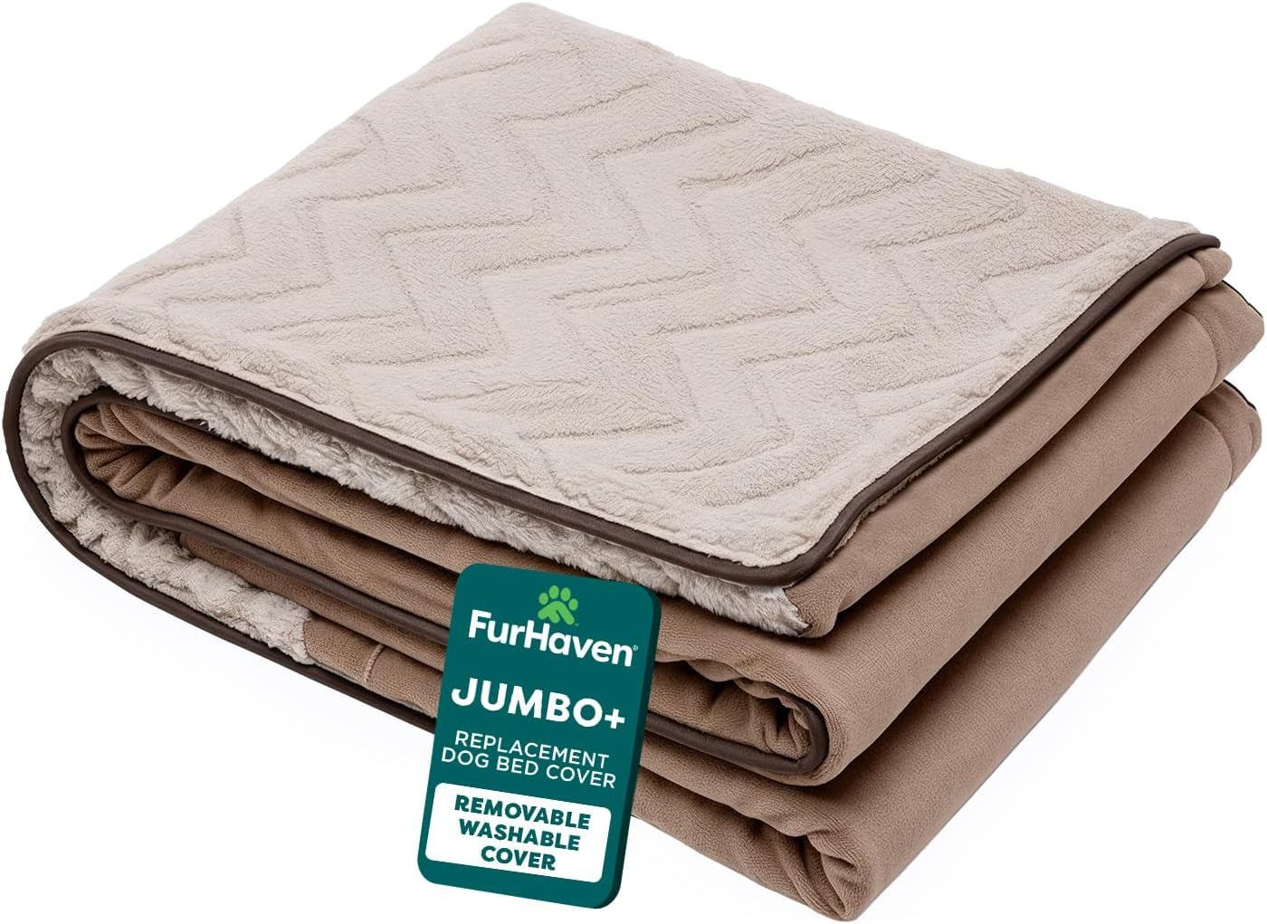 Replacement Dog Bed Cover Faux Fur & Velvet Sofa-Style, Machine Washable - Dark Sage, Jumbo (X-Large)