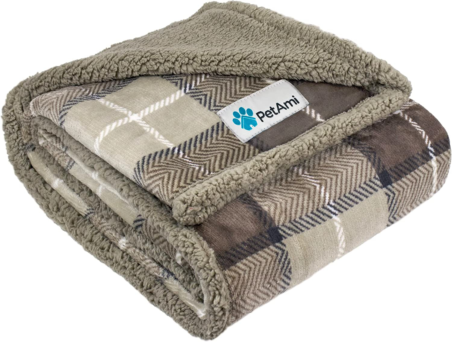 Dog Blanket for Medium Large Dogs, Pet Bed Blanket Cat Puppy Kitten, Fleece Furniture Couch Cover Protector Sofa Car, Soft Sherpa Dog Throw Plush Reversible Washable, 40X60 Plaid Navy Blue