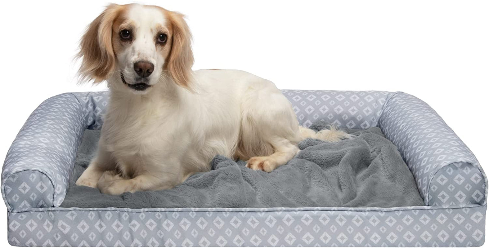 Replacement Dog Bed Cover Faux Fur & Velvet Sofa-Style, Machine Washable - Dark Sage, Jumbo (X-Large)