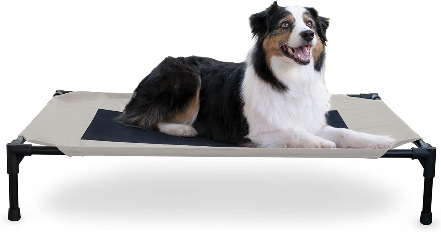 Outdoor Elevated Dog Cot, Breathable Cooling Elevated Cot Hammock Pet Bed for Large Dogs, Washable Mesh Cover, Raised Metal Frame, Collapsible, Portable - Large 42 X 30In Chocolate