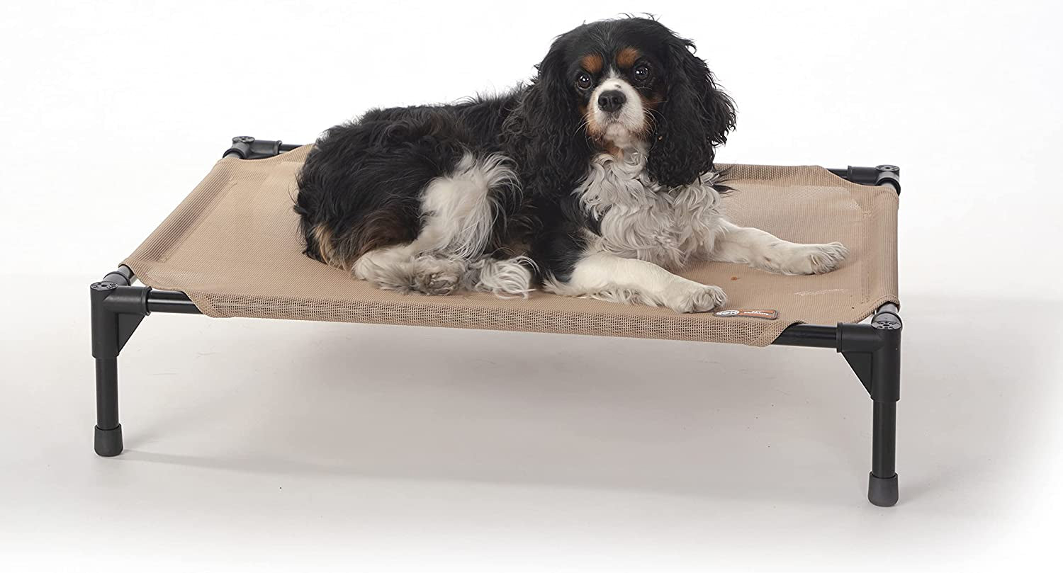 Outdoor Elevated Dog Cot, Breathable Cooling Elevated Cot Hammock Pet Bed for Large Dogs, Washable Mesh Cover, Raised Metal Frame, Collapsible, Portable - Large 42 X 30In Chocolate