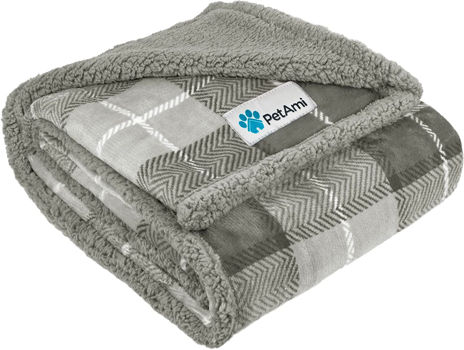 Dog Blanket for Medium Large Dogs, Pet Bed Blanket Cat Puppy Kitten, Fleece Furniture Couch Cover Protector Sofa Car, Soft Sherpa Dog Throw Plush Reversible Washable, 40X60 Plaid Navy Blue